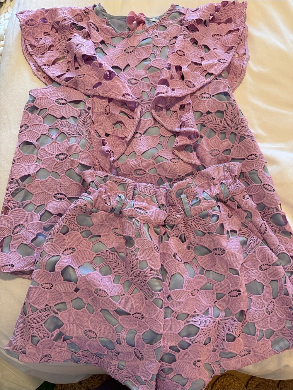 CROSBY by Mollie Burch Lilac Pink and Light blue Gray top and bottom set